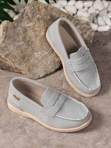 New Arrival Boys' Slip-On Loafers With Soft & Lightweight Sole, Fashionable & Versatile Casual Shoes For Big Kids - Baby Blue - View 4
