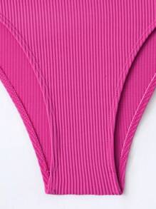SHEIN Swim 女士连体泳衣（带肩带）嘉年华夏季 - 玫紅色 - 查看 4