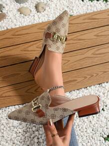 Fall/Winter Women'S Flat Slippers, Pointed Toe, Closed Toe, Half Slide Mules Shoes