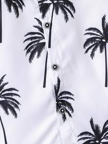 SHEIN 2 Piezas / Set Camisa Casual De Los Niños Pequeños Con Diseño Hawaiano, Conjunto Para La Vacaciones De Verano