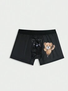Men'S Boxer Briefs With Bear Print - Khaki - View 3