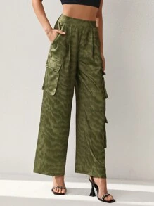 Daniela Ricciardelli 设计师波西米亚风女式全印花翻盖口袋阔腿裤，适合度假、春夏、节庆、伊比沙岛风格 - 彩色 - 查看 3