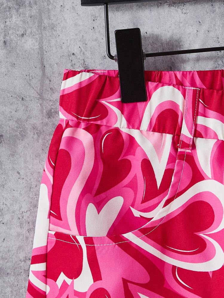 Men's Full Of Heart Print Woven Casual Shorts