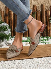 Fall/Winter Women'S Flat Slippers, Pointed Toe, Closed Toe, Half Slide Mules Shoes