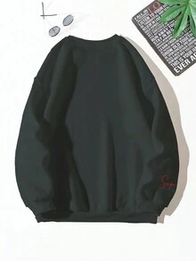 Men's Digital & Letter Print Round Neck Casual Sweatshirt - Dark Grey - View 2