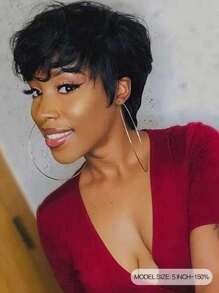 Short Pixie Cut Human Hair Wig With Bangs