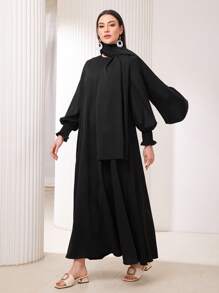 Al Najma Women'S Solid Colored Lantern Sleeve Dress