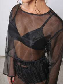 Hauture Bộ hai mảnh áo dài tay và quần dài - màu đen - Xem 3