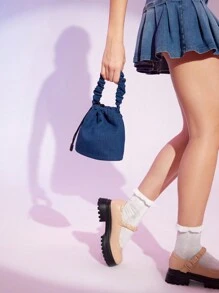 SHEIN MOD 女士時尚黑色手提包 - 深色水洗藍 - 查看 2