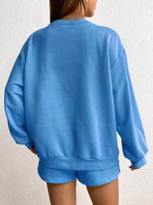 INAWLY 女士字母印花圓領運動衫和短褲,2入組