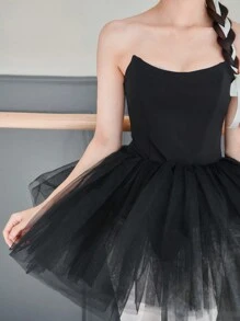 SHEINNeu Balletcore Bow Princesscore Mesh Tutu Dress Corset Dresses - Black - View 7