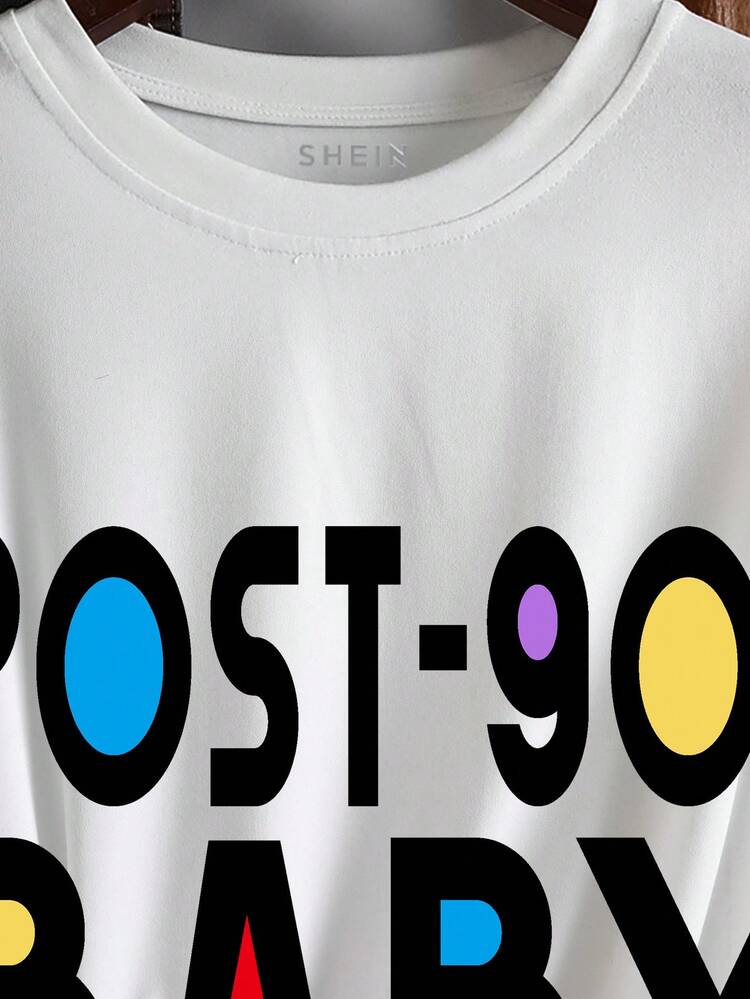 INAWLY Women's Short Sleeve T-Shirt With Letter Print - White - View 6