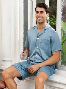 Men'S Solid Color Casual Home Clothing Set
