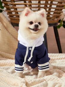 Venus In Bloom Artist Retro Street 1 件蓝白拼色网球印花可爱夹克可爱宠物运动衫，适合节日