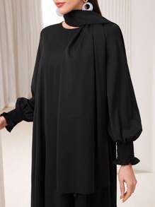 Al Najma Women'S Solid Colored Lantern Sleeve Dress