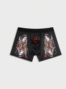 Men'S Poker Print Square Cut Swimsuit - Multicolor - View 3