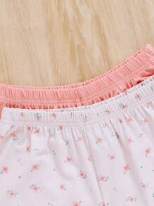 SHEIN Leap Crew 4pcs Tween Girls' Daily Casual Knitted Tank Top And Shorts Pajama Set - Multicolor - View 3