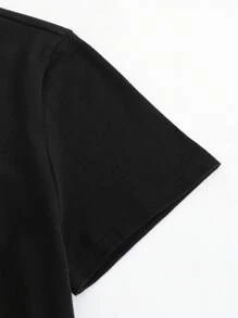 INAWLY 女士新年口號印花圓領t恤 - 黑色 - 查看 4