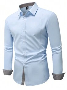 Manfinity Mode Men's Long Sleeve Shirt - Blue - View 4