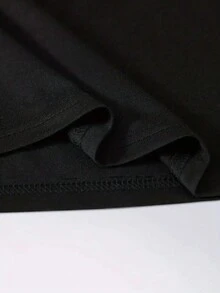 男士休閒字母印花圓領t恤 - 黑色 - 查看 4