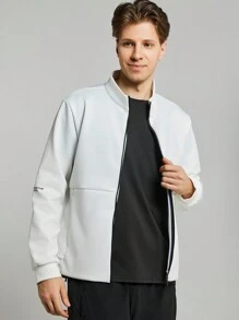 Manfinity Sport Corelite Boyfriend Style Men's Letter Printed Zippered Front Sport Jacket Workout Tops