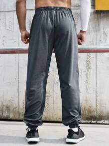 Manfinity Sport Streetwear Pantalones jogger de hombre de cintura elástica de unicolor con bolsillos en ángulo, pantalones de chándal - Multicolor - Ver 2