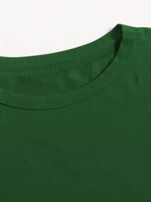 INAWLY Camiseta De Talla Grande Con Estampado De Tigre Y Hombros Caídos - Verde - Ver 4