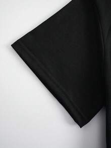 SHEIN LUNE Plus Size Women'S Butterfly Print Short Sleeve Regular Shoulder T-Shirt - Black - View 5