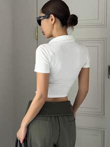 DAZY 女款短袖領短版 T 卹