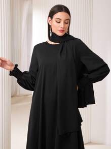 Al Najma Women'S Solid Colored Lantern Sleeve Dress