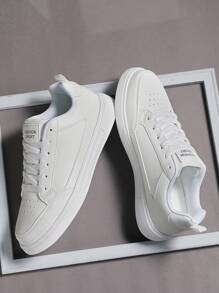 Men's Sports Shoes, Men's Casual Shoes, Fashionable And Personalized Street Student Handsome Shoes, Lace Up Men's Shoes, Men's Sneakers - White - View 2