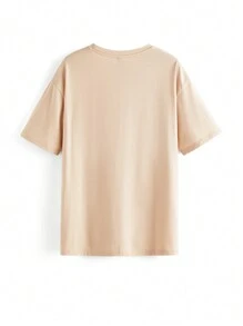 Ronwaystd Ladies' Longline Loose Fit T-Shirt With Motorcycle Print - Apricot - View 3
