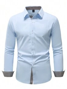 Manfinity Mode Men's Long Sleeve Shirt - Blue - View 3