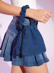 SHEIN MOD 女士時尚黑色手提包 - 深色水洗藍 - 查看 4