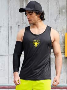 Manfinity Sport Corelite Men's Letter & Bull Head Print Sport Tank Top - Black - View 1