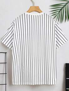 Con trai Lá thư & Mẫu sọc Thể thao Áo thun - trắng - Xem 2