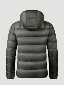 Manfinity Homme Áo khoác nam rộng rãi có mũ trùm đầu có đệm - xanh quân đội - Xem 2