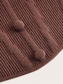 ROMWE PUNK Plus Size Knit Button Decorated Sleeveless Top - Brown - View 3