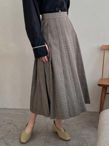 FRIFUL 女式高腰格子裙 - 灰色 - 查看 5