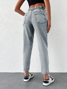 SHEIN Cottnline Tapered Jeans - Light Wash - View 2