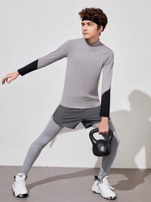 SHEIN 青少年男孩2合1公牛頭印花運動服 - 灰色 - 查看 4