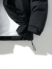 男士連帽襯墊大衣 - 黑色 - 查看 4