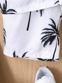 SHEIN 2 Piezas / Set Camisa Casual De Los Niños Pequeños Con Diseño Hawaiano, Conjunto Para La Vacaciones De Verano