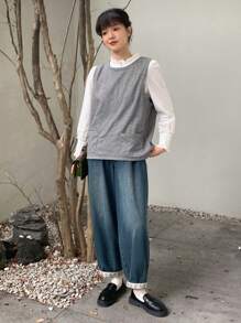 FRIFUL 女士鈕扣收口後背馬甲 - 灰色 - 查看 3