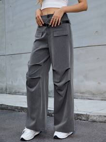 SHEIN EZwear Dark Gray Woven Women's Suit Trousers