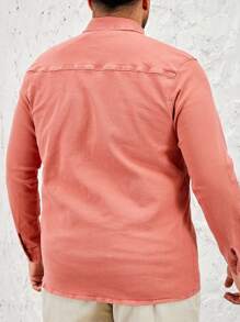 Manfinity Homme 男士大尺碼高彈休閒長袖牛仔襯衫