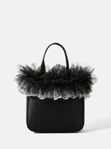 SHEIN MOD Của phụ nữ Đúng mốt Màu thuần Túi tote - màu đen - Xem 5