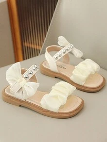 Kids' Fashionable Comfortable Flat Sandals With Strap For Girls - Beige - View 1