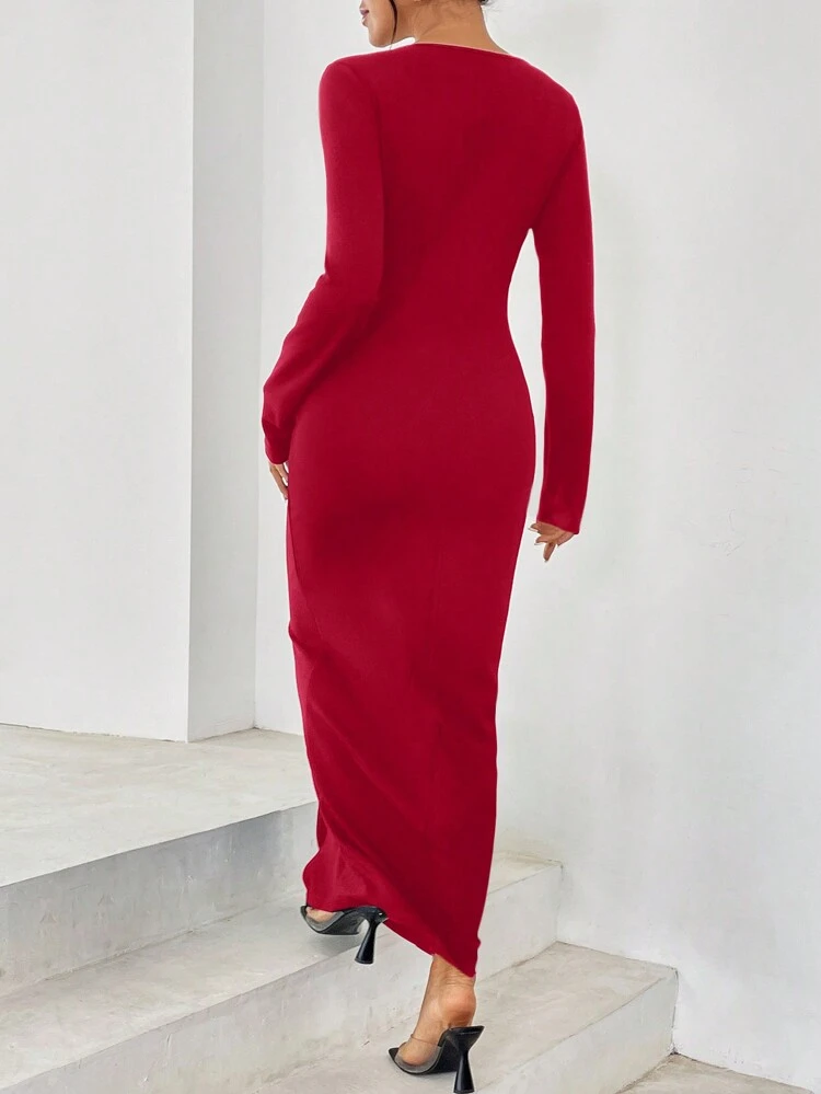 Women's Zipper Design Side Split Dress