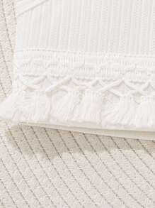 SHEIN Young Girl Ribbed & Tassel Hem Halter Top For Summer Beach Vacation - Multicolor - View 4